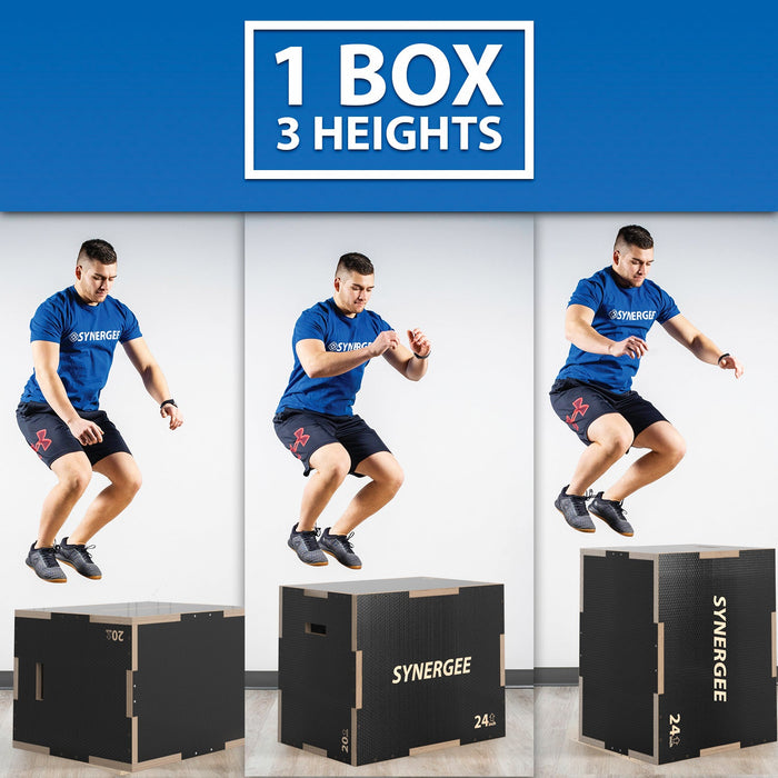 Synergee Non-Slip 3-in-1 Wood Plyo Boxes - Sweatfully