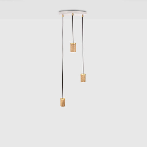 Triple Pendant in Oak - White Canopy - Sweatfully