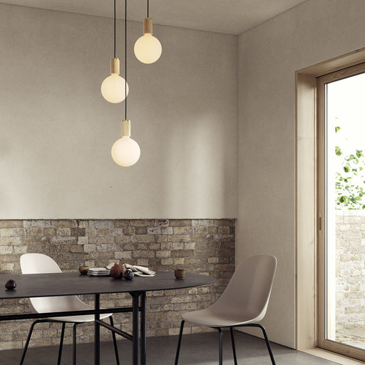 Triple Pendant in Oak + Sphere IV - White Canopy - Sweatfully