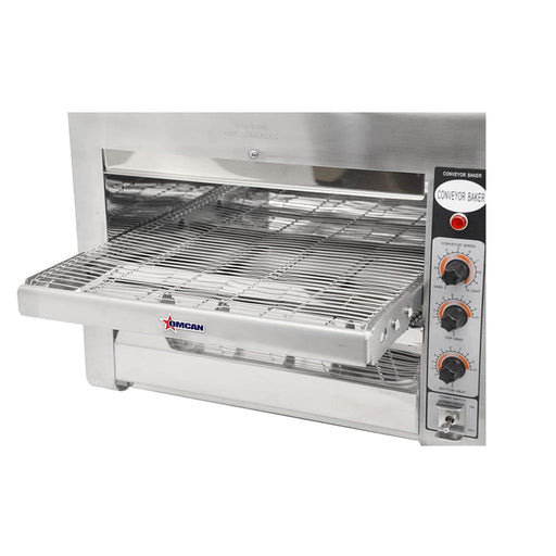 Omcan Premium Commercial Stainless Steel Conveyor Restaurant Countertop Pizza Baking Oven, 3600W (95748162) - Sweatfully