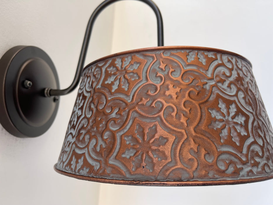 Ornate Copper Wall Sconce Light Fixture - Sweatfully