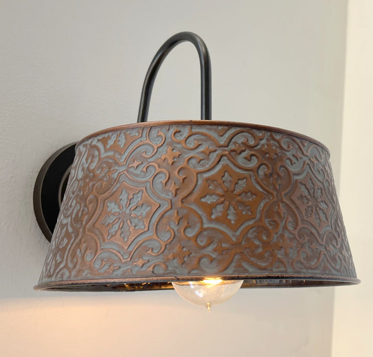 Ornate Copper Wall Sconce Light Fixture - Sweatfully