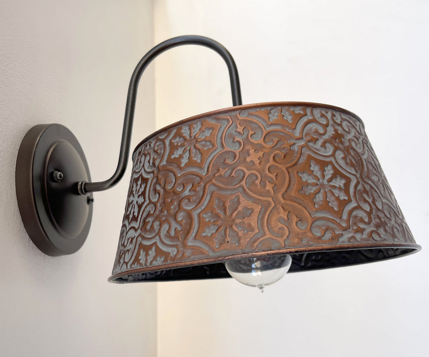 Ornate Copper Wall Sconce Light Fixture - Sweatfully