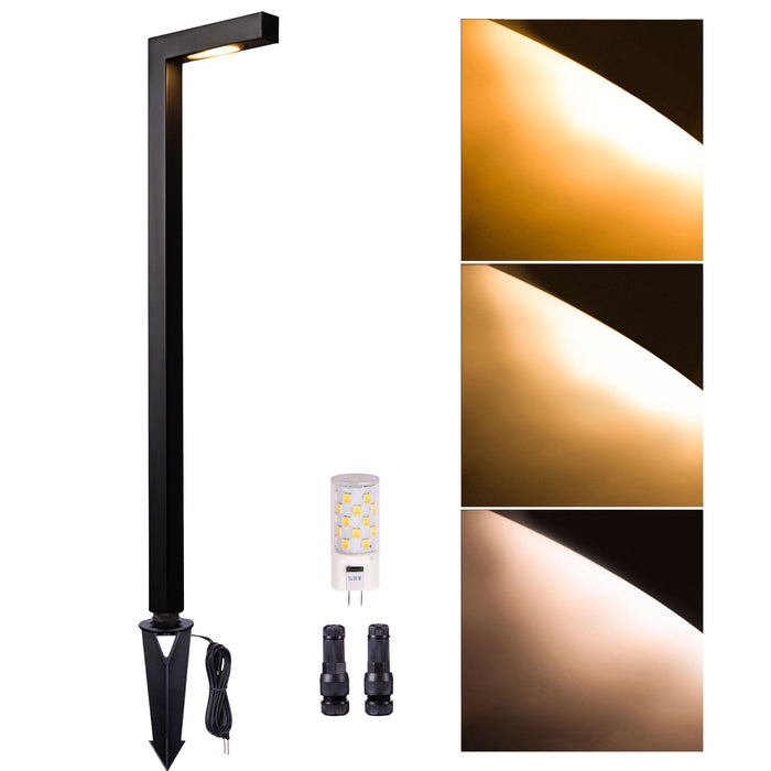 Gardenreet Solid Brass Low Voltage Landscape Path Light, 12V LED Outdoor Accent Pathway and Area Light(Modern L-shape 2404) - Sweatfully