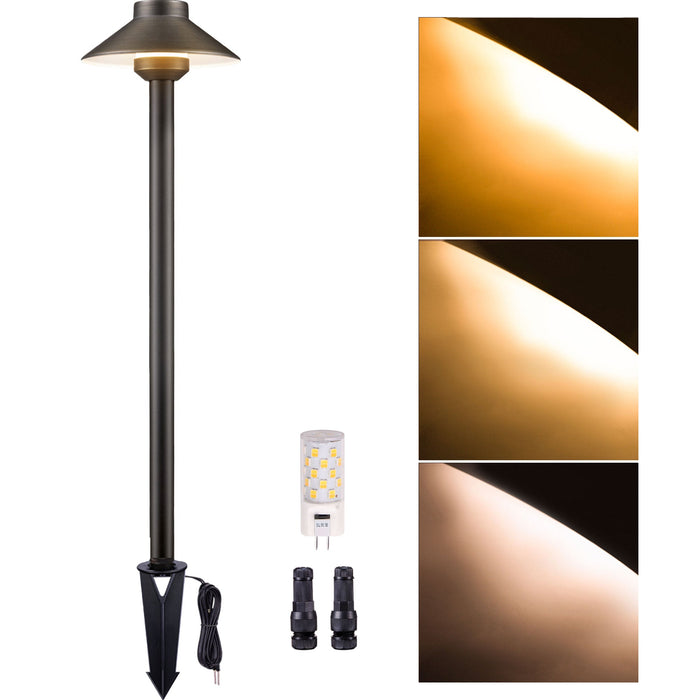 Gardenreet Solid Brass Low Voltage Landscape Pathway Light, LED Outdoor Accent Path and Area Light(Hat 2401) - Sweatfully