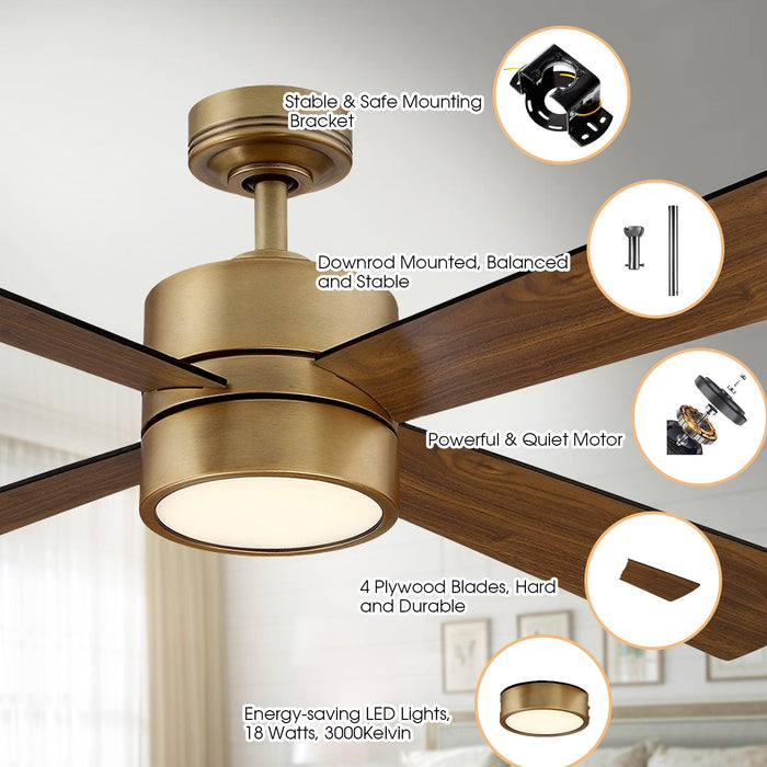 52" Bucholz Industrial Ceiling Fan with Dimmable LED Light - Sweatfully