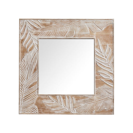 Parrot Uncle Frame for Mirrors Traditional Square Mirror Vintage Wall Decoration with Leaf Pattern - Sweatfully