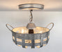 Petite Galvanized Strapped Metal Ceiling Light - Sweatfully