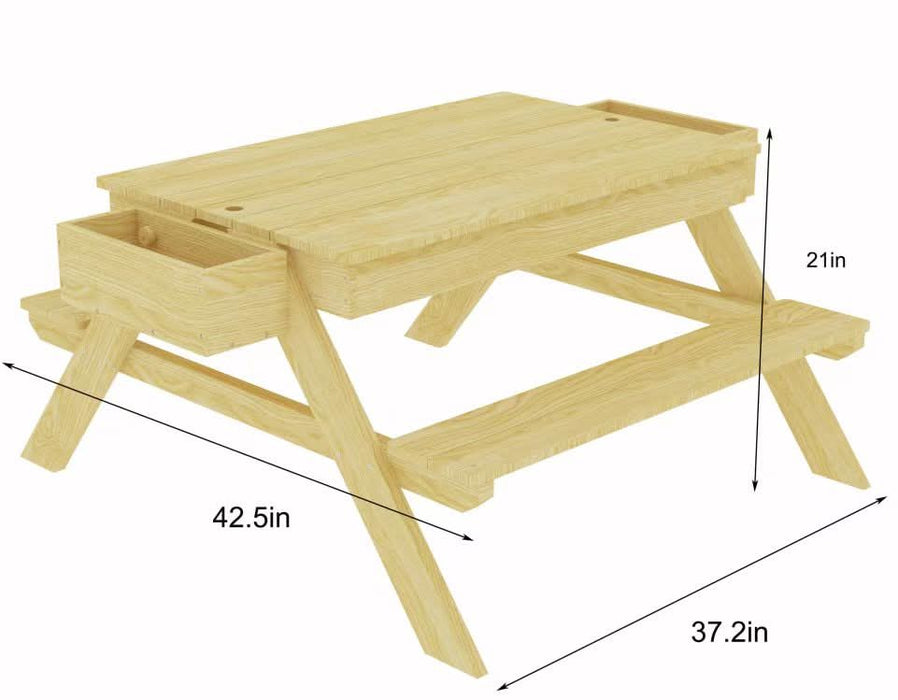 Mojave Outdoor Picnic & Sand Table Playset | 2-in-1 Wooden Activity Table for Kids - Sweatfully