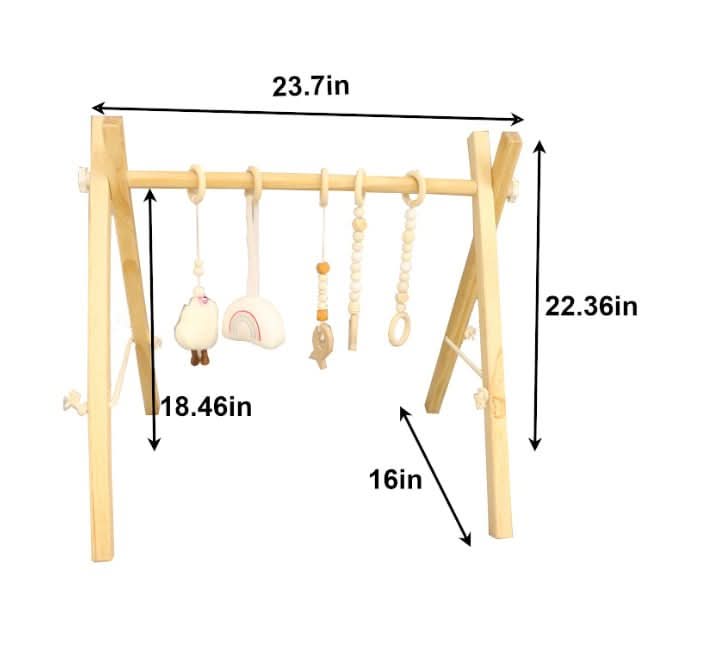 Lilac Wooden Baby Gym | Montessori Infant Play Gym with Hanging Toys - Sweatfully