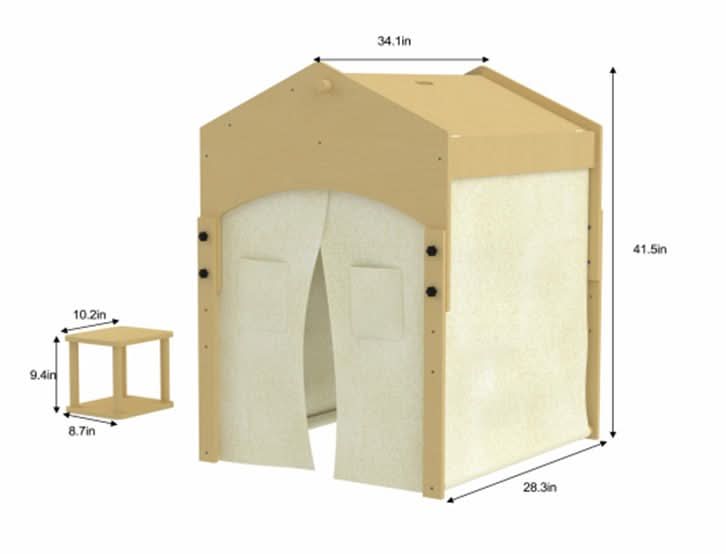 Ash Adjustable Wooden Learning Tent with Kids Desk & Chair – 2-in-1 Play & Study Station - Sweatfully