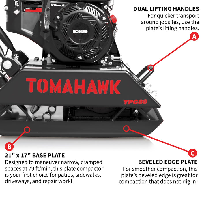 Vibratory Plate Compactor Tamper with Kohler Engine for Dirt Gravel Soil Compaction - Sweatfully