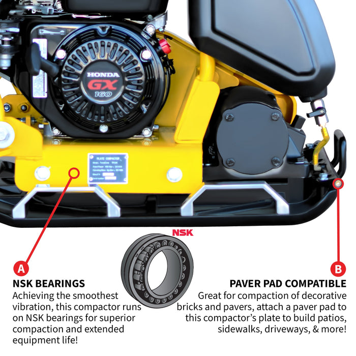 5.5 HP Honda Vibratory Plate Compactor 23x17" for Soil Asphalt Paver Compaction - Sweatfully