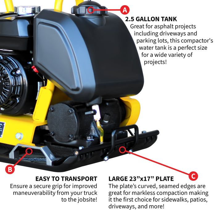 5.5 HP Honda Vibratory Plate Compactor 23x17" for Soil Asphalt Paver Compaction - Sweatfully