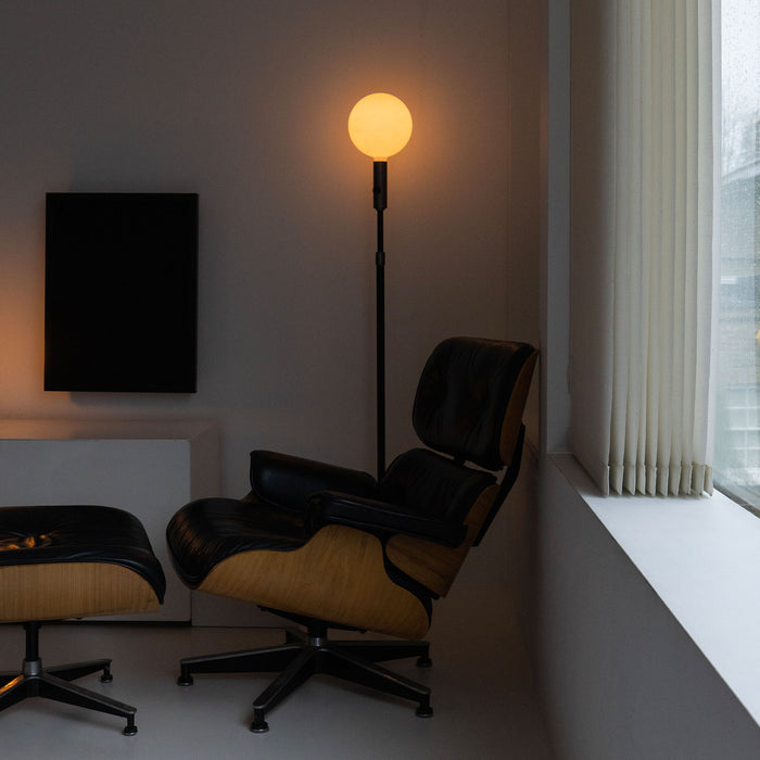 Poise Adjustable Floor Lamp in Graphite + Sphere V - Sweatfully