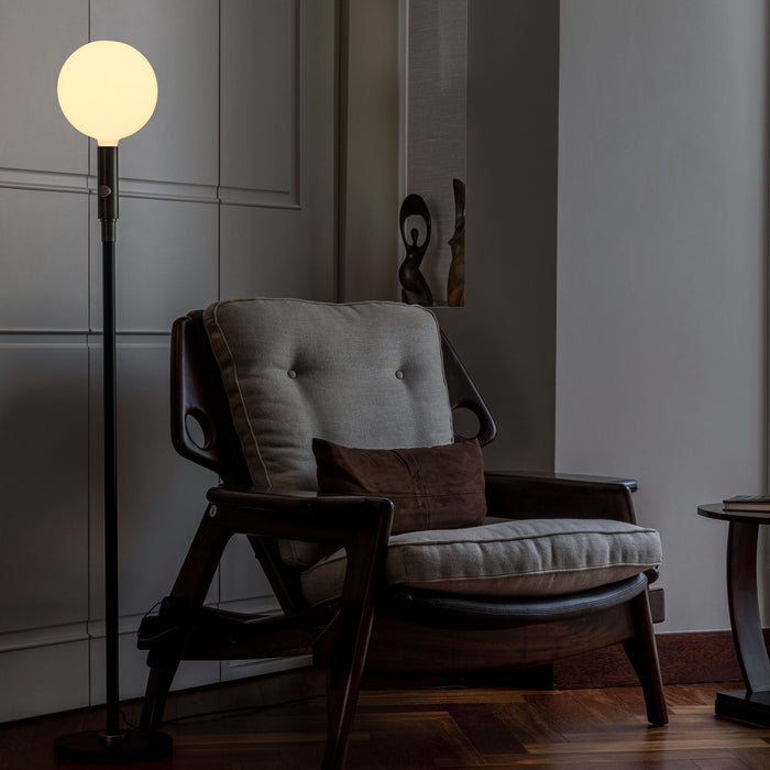 Poise Adjustable Floor Lamp in Graphite + Sphere V - Sweatfully