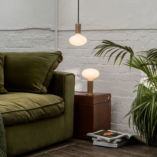 Oval Dim to Warm Pendant Light in Oak - Sweatfully