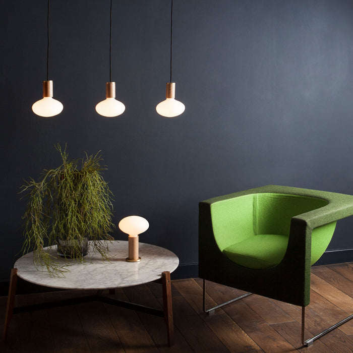 Oval Dim to Warm Pendant Light in Oak - Sweatfully