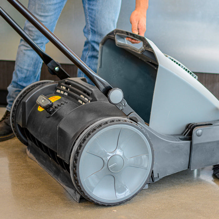 Commercial 38" Push Sweeper with Triple Power Brooms - Sweatfully