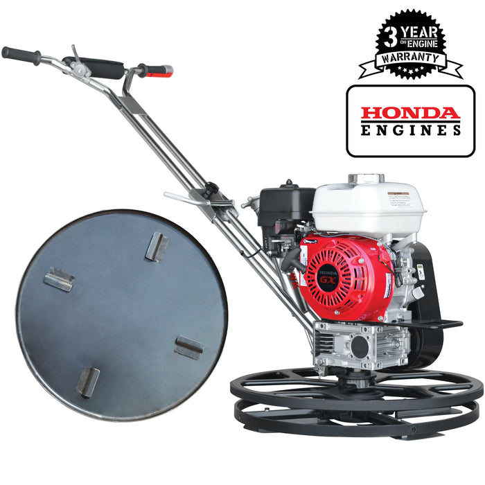 24" Concrete Power Trowel Edger 5.5HP Honda Float Pan Blade Screed Finishing Tool - Sweatfully