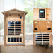 Premium 2-Person Indoor Outdoor Low EMF FAR-Infrared Hemlock Wood Personal Home Sauna Spa, 1750W (SAK27451) - Sweatfully