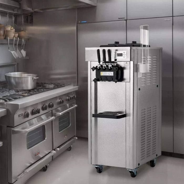 Premium Commercial 3-flavor Freestanding Soft Serve Ice Cream Machine Maker, 21-31 L/H (SAK21874) - Sweatfully