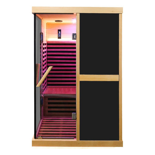 Premium Large 2-Person V-Shaped FAR Infrared Sauna Room With Double Glass Doors, 1980W (96413572) - Sweatfully