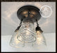 Pressed 1960's Glass Ceiling Light Fixtures Chain Trio - Sweatfully