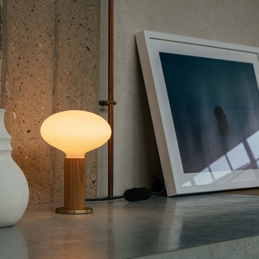 Knuckle Table Lamp in Walnut + Oval Dim to Warm - Sweatfully