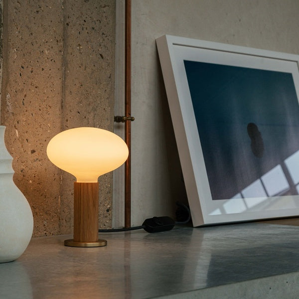 Knuckle Table Lamp in Walnut + Oval Dim to Warm - Sweatfully