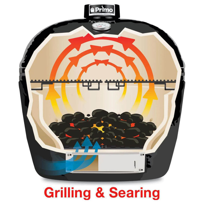 Primo Oval XL 400 Ceramic Kamado BBQ Grill W/ Stainless Steel Grates [PGCXLH] (SAK23100) - Sweatfully