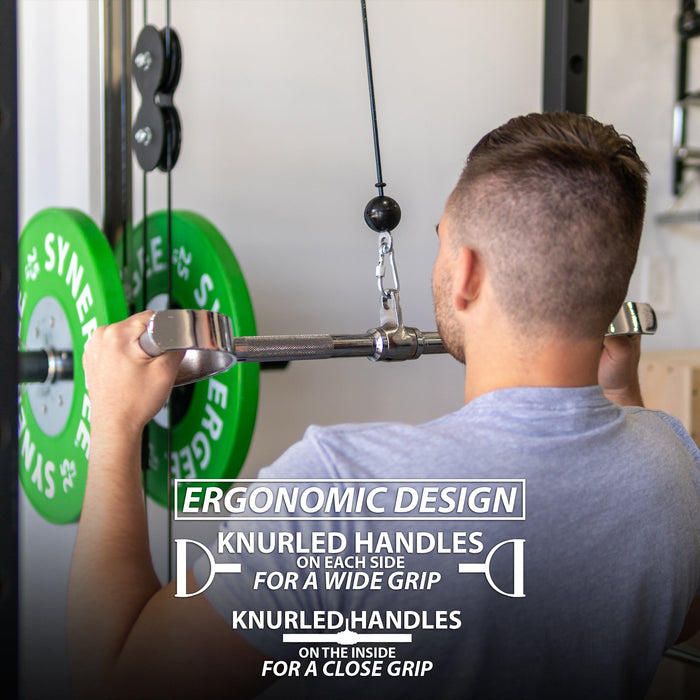 Synergee Pro-Style Lat Bar Cable Attachment - Sweatfully