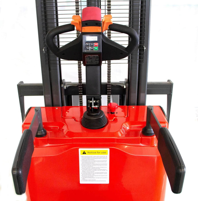 SUNMAX PS3300FE-3M Electric Pallet Stacker | 3300 lbs Capacity, 118″ Lifting Height & Advanced Safety - Sweatfully