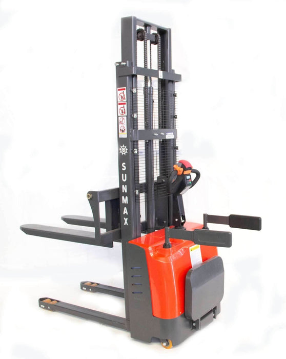 SUNMAX PS3300FE-3M Electric Pallet Stacker | 3300 lbs Capacity, 118″ Lifting Height & Advanced Safety - Sweatfully