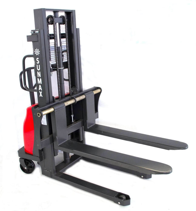 SUNMAX PS3300SE-2M Semi-Electric Pallet Stacker, 3300 lbs Capacity, 78" Lifting Height - Sweatfully