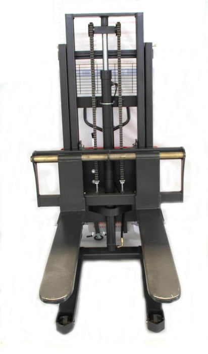 SUNMAX PS3300SE-2M Semi-Electric Pallet Stacker, 3300 lbs Capacity, 78" Lifting Height - Sweatfully