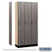 Salsbury 12" Wide Premier Wood Locker-Single Tier-3 Wide-6 Feet High-15" Deep-Skyline Walnut-Black Hasps - Sweatfully