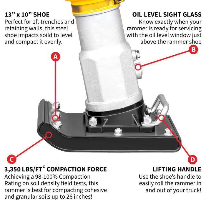 3 HP Honda Vibratory Rammer Tamper with Honda GX100 Engine 3350 lbs/ft - Sweatfully