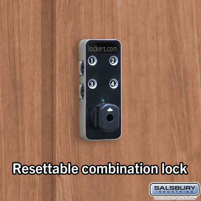 Salsbury 15" Wide Premier Wood Locker - Four Tier - 1 Wide - 6 Feet High - 18" Deep - Red Oak - Resettable Combination Locks - Sweatfully