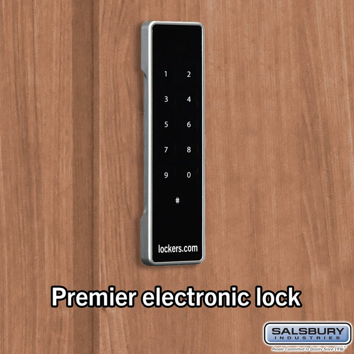 Salsbury 15" Wide Premier Wood Locker - Single Tier - 3 Wide - 6 Feet High - 21" Deep - Red Oak - Electronic Locks - Sweatfully
