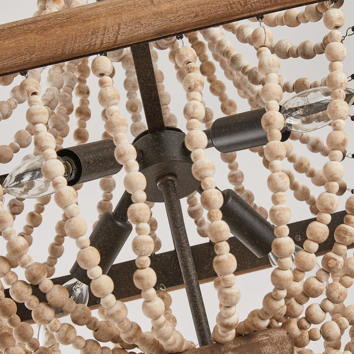 Regas 4-Light Wood Bead Candle Style Chandelier - Sweatfully