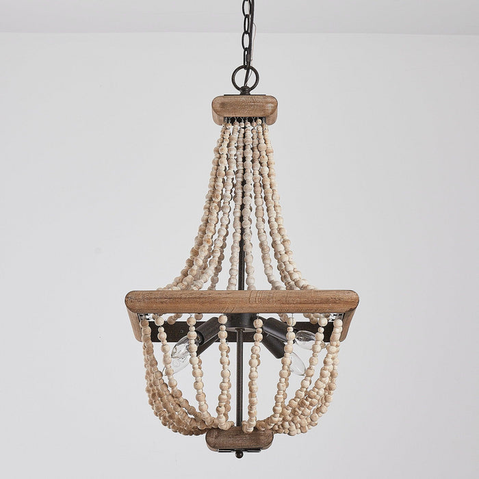 Regas 4-Light Wood Bead Candle Style Chandelier - Sweatfully