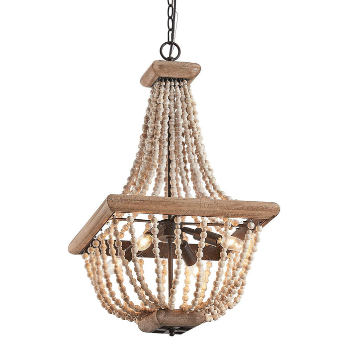 Regas 4-Light Wood Bead Candle Style Chandelier - Sweatfully