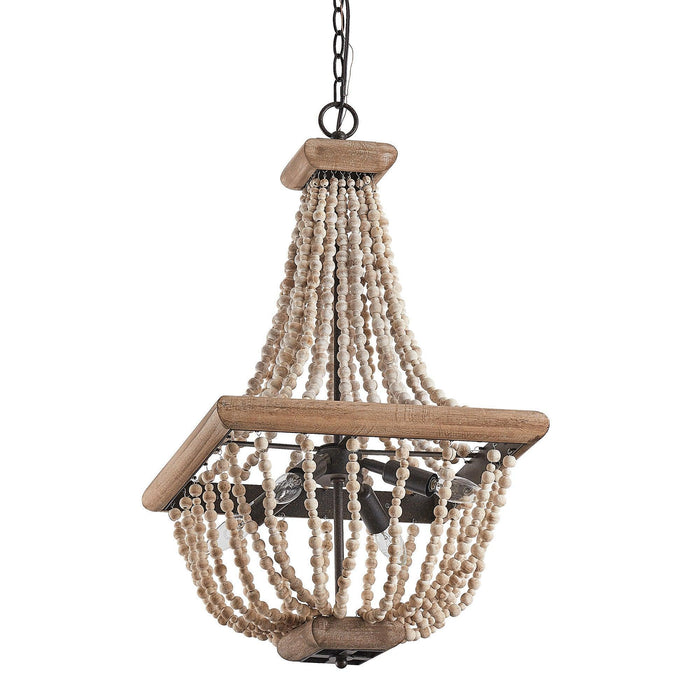 Regas 4-Light Wood Bead Candle Style Chandelier - Sweatfully