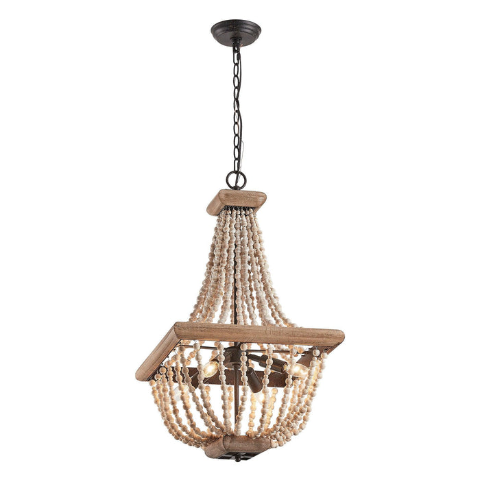 Regas 4-Light Wood Bead Candle Style Chandelier - Sweatfully