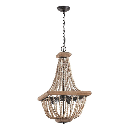 Regas 4-Light Wood Bead Candle Style Chandelier - Sweatfully