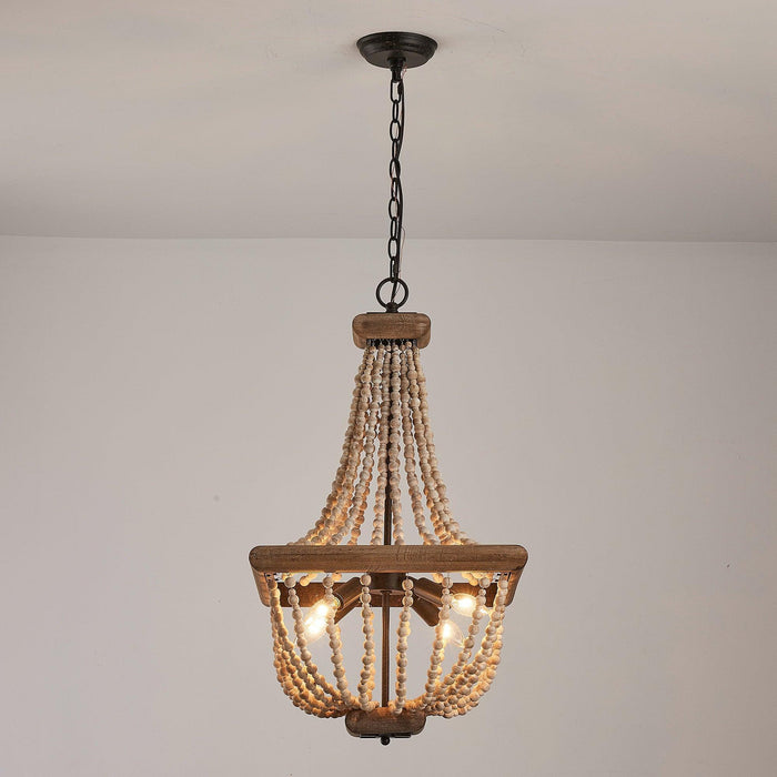 Regas 4-Light Wood Bead Candle Style Chandelier - Sweatfully