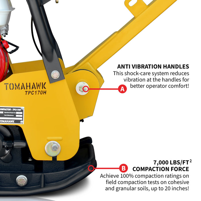 6.5 HP Honda Reverse Hydraulic Plate Compactor for Asphalt, Aggregate, Cohesive Soil Compaction - Sweatfully