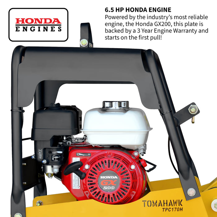 6.5 HP Honda Reverse Hydraulic Plate Compactor for Asphalt, Aggregate, Cohesive Soil Compaction - Sweatfully