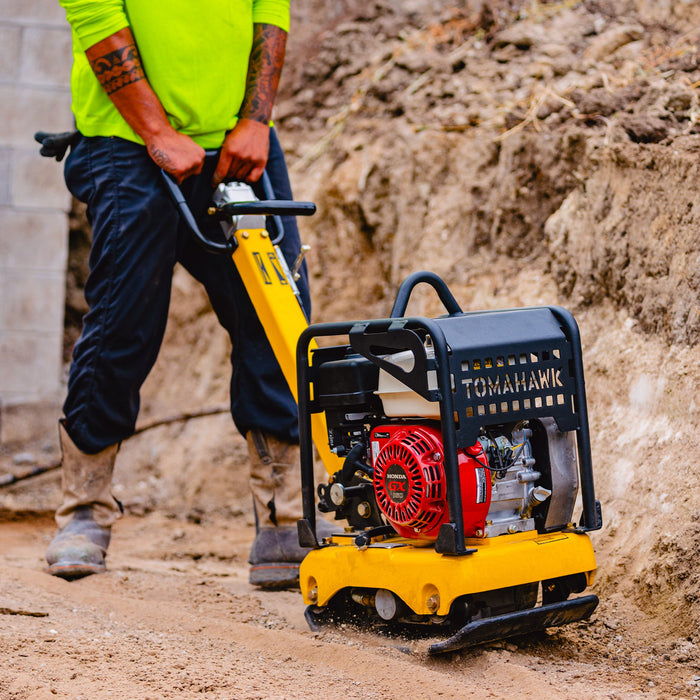 5.5 HP Honda Reverse Plate Compactor 19x14 Plate for Asphalt, Aggregate, Cohesive Soil Compaction - Sweatfully